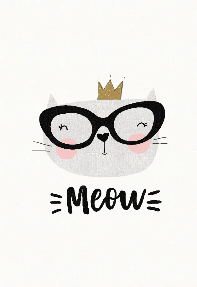 Detský koberec - Reading Cat (biely)