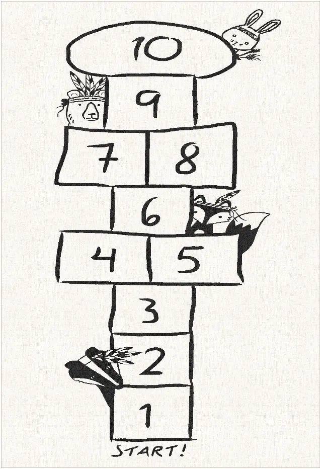 Detský koberec - Hopscotch Animals (biely)