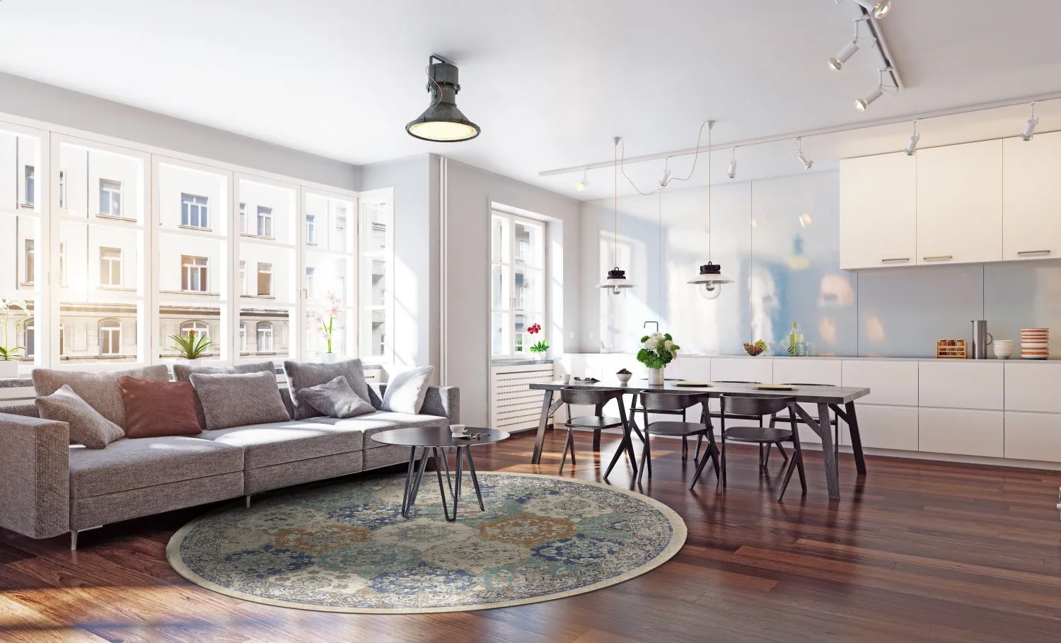 Kruhový koberec - Bohemia (modrý/multikolórový)