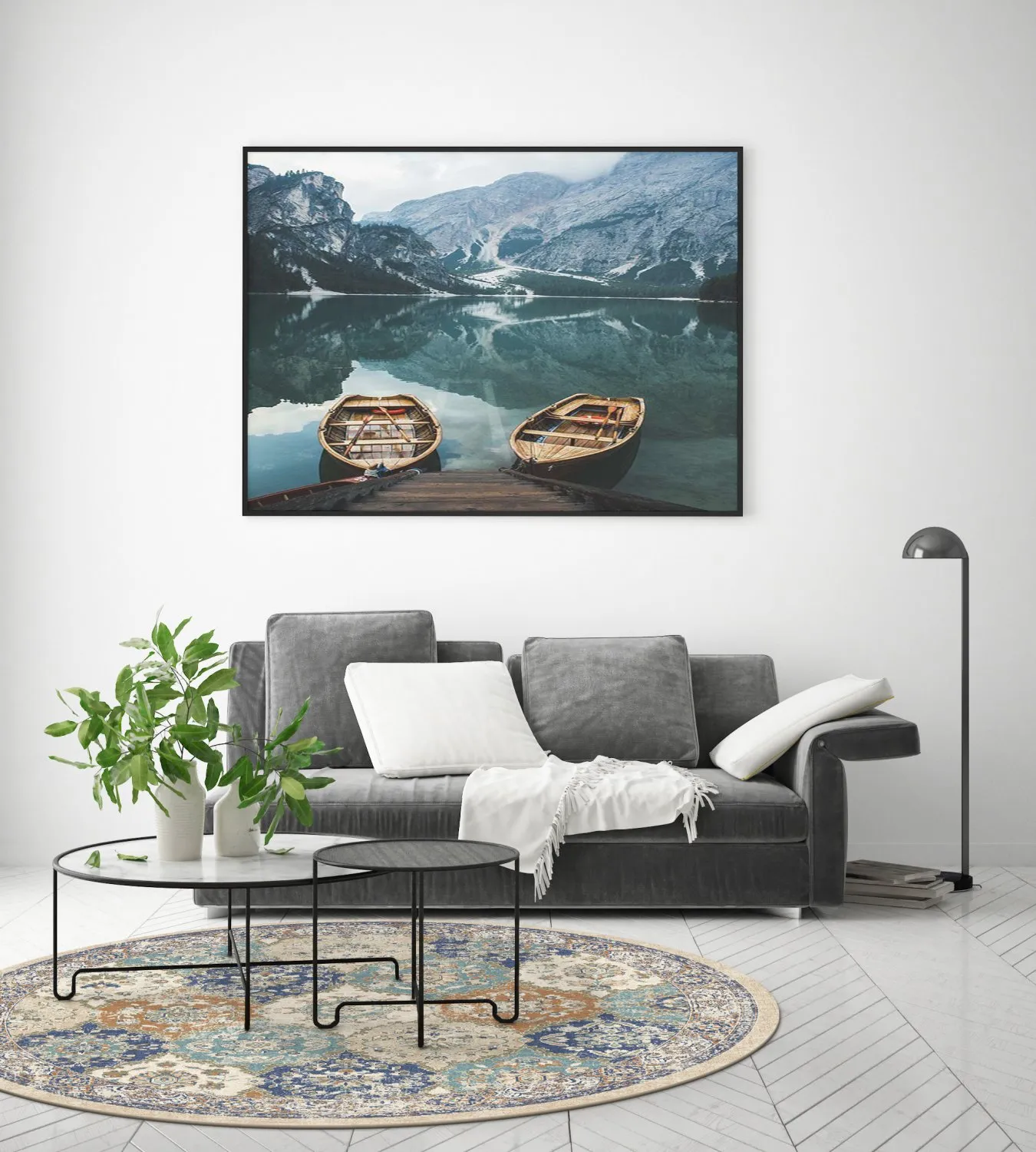 Kruhový koberec - Bohemia (modrý/multikolórový)