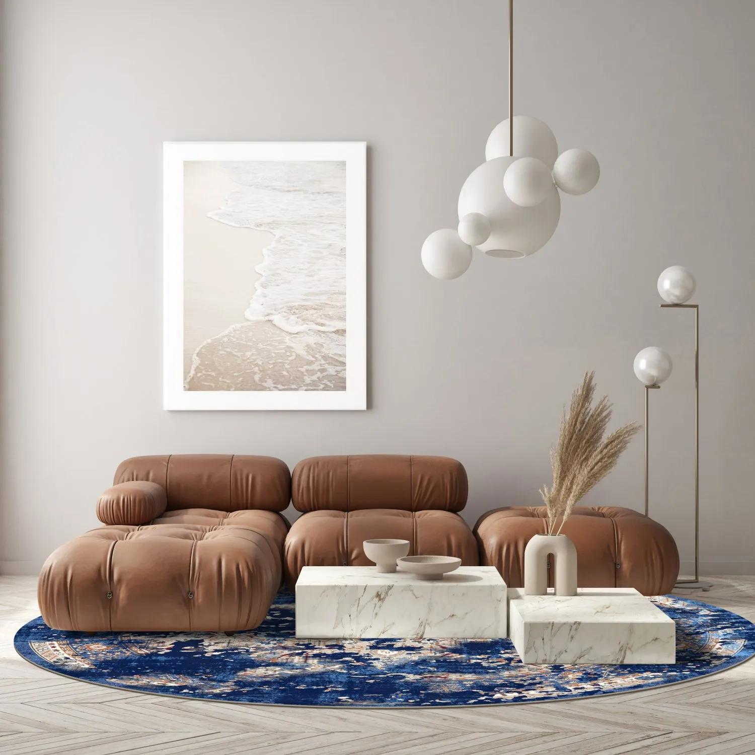 Kruhový koberec - Temima (modrý)