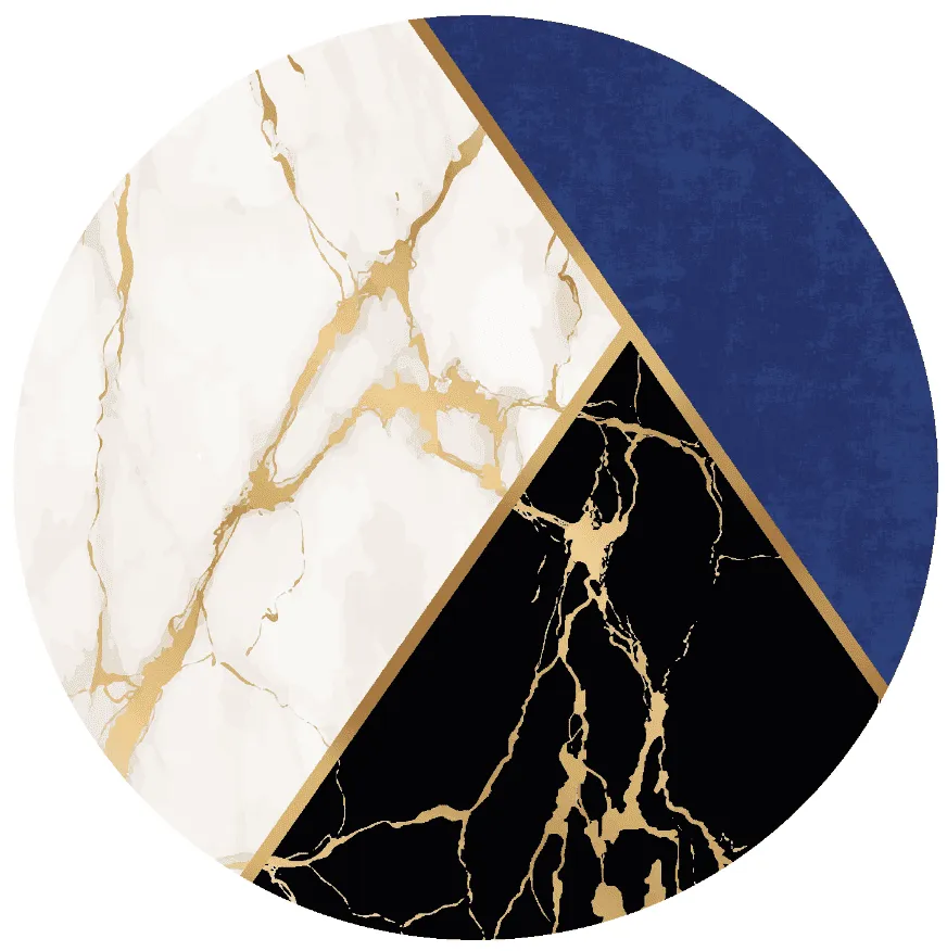 Kruhový koberec - Canelli (čierna/biela/modrá)