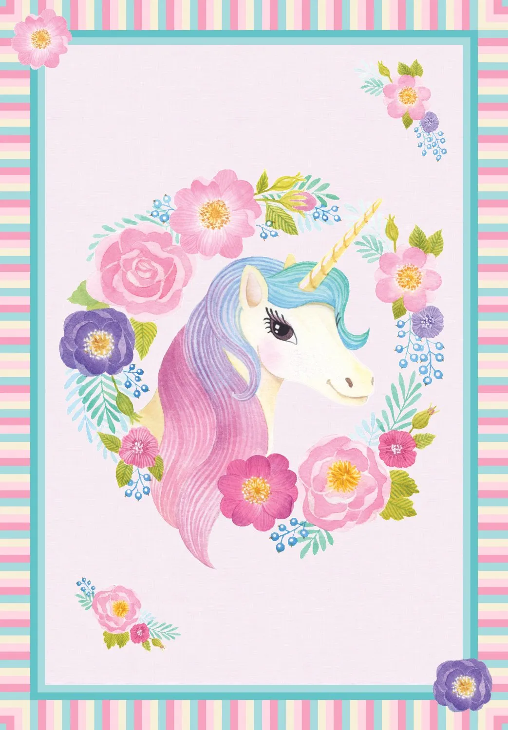 Detský koberec - Unicorn Flowers (ružový)