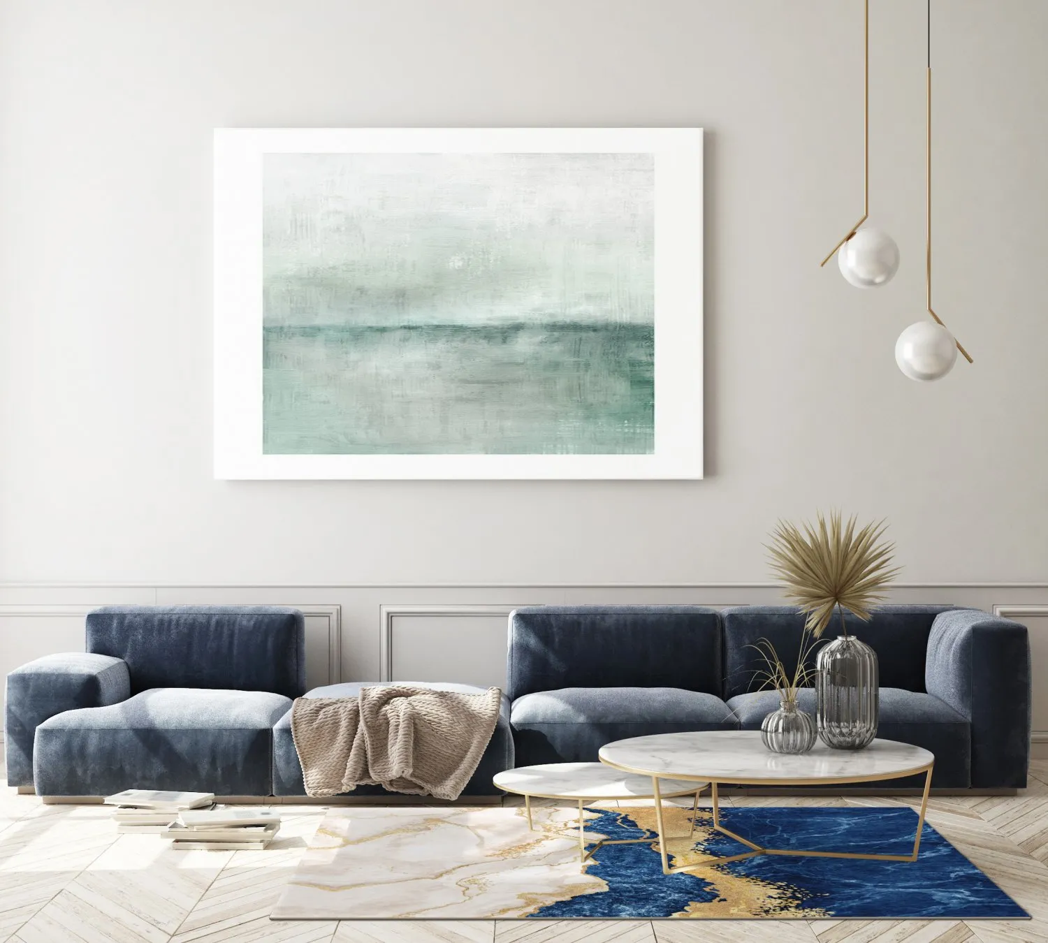 Koberec Wilton - Padova (modrá/biela/zlatá)