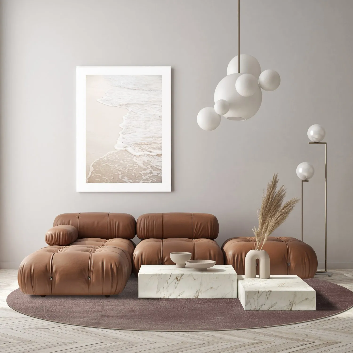 Kruhový koberec - Artena (šedá/hnedá)