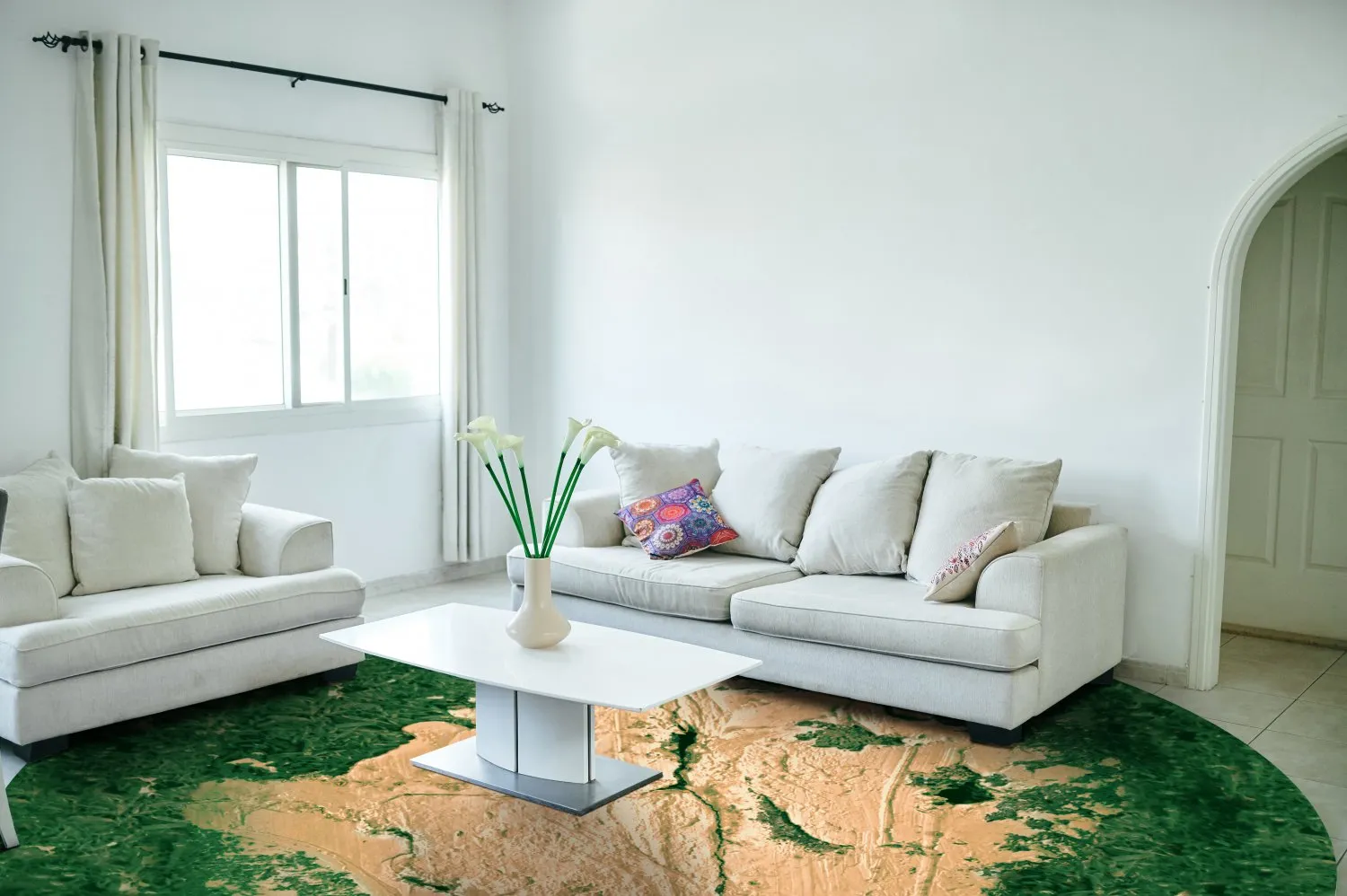 Koberec okrúhly - Positano (béžový/zelený)