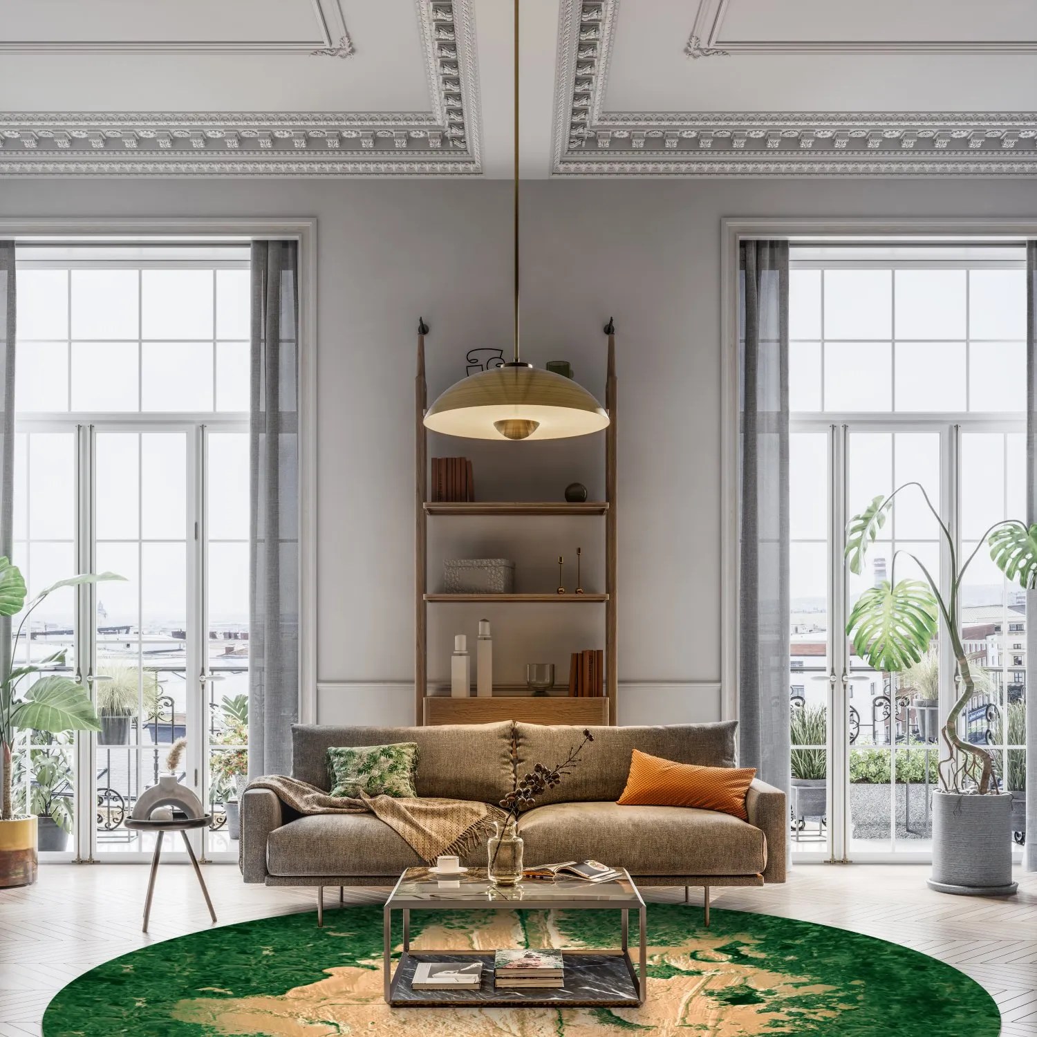 Koberec okrúhly - Positano (béžový/zelený)