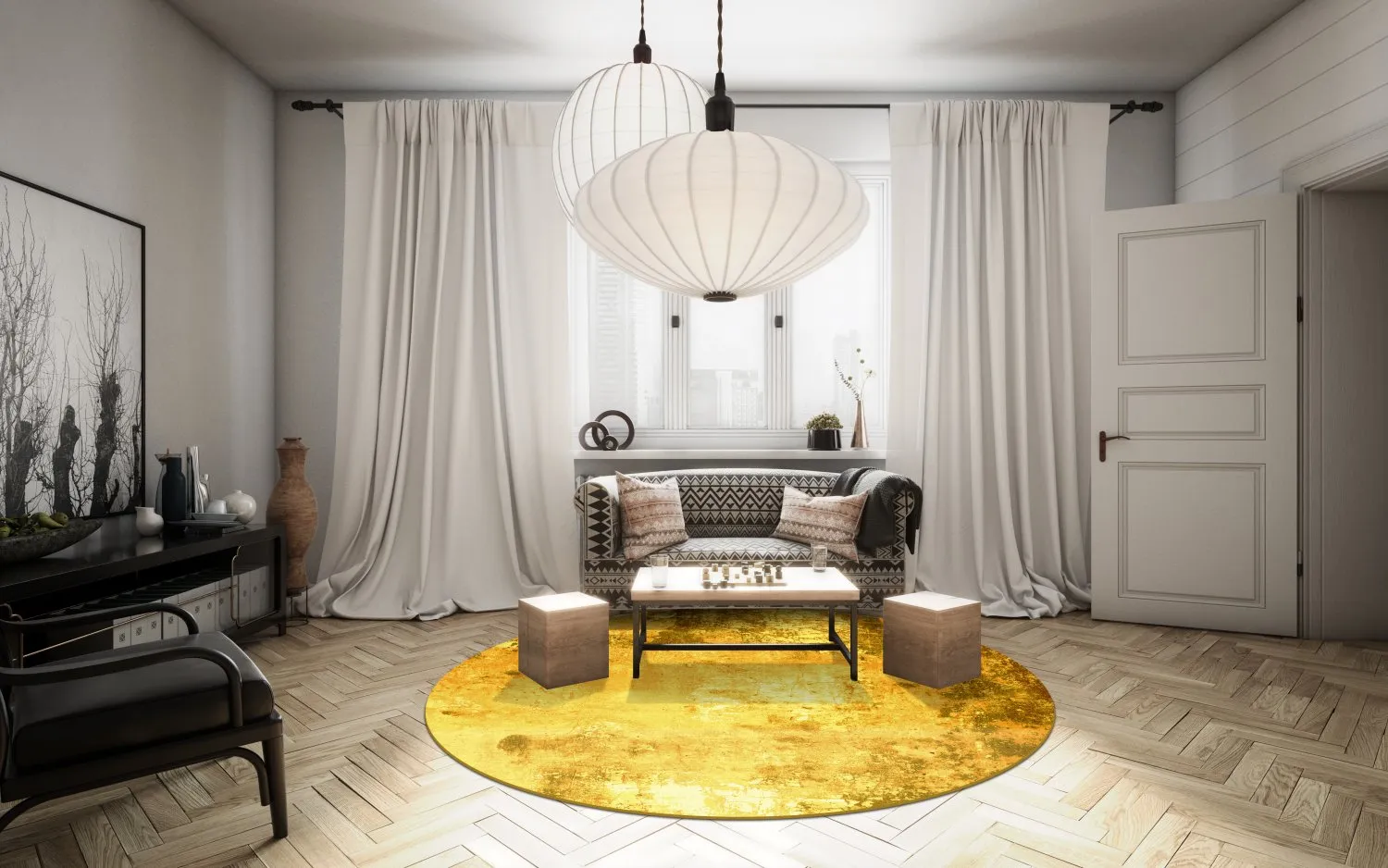 Koberec okrúhly - Salitto (zlatý)