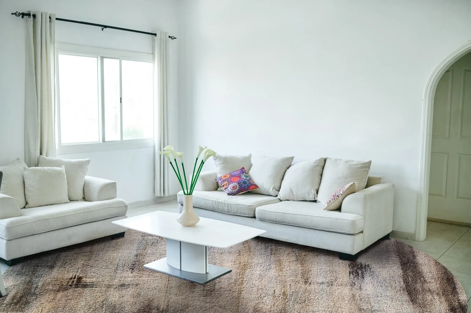 Kruhový koberec - Polia (šedý/hnedý)