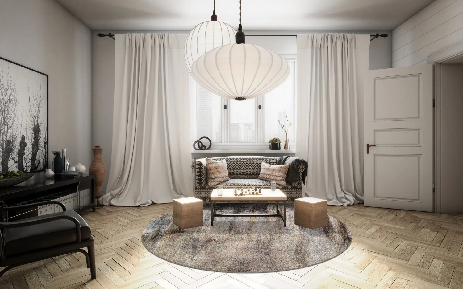 Kruhový koberec - Polia (šedý/hnedý)