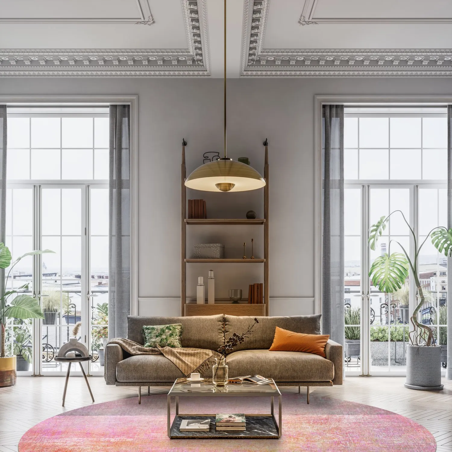 Kruhový koberec - Cicoria (ružová/fialová)