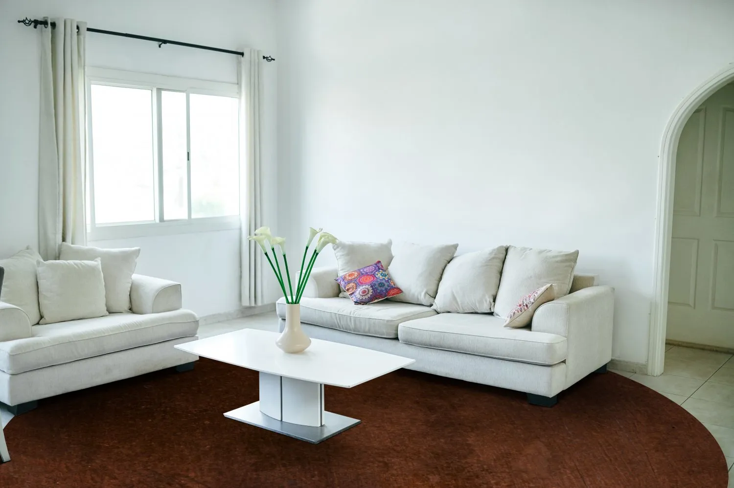 Koberec okrúhly - Bovera (hnedá/červená)