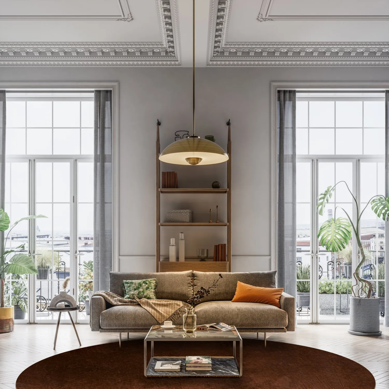 Koberec okrúhly - Bovera (hnedá/červená)