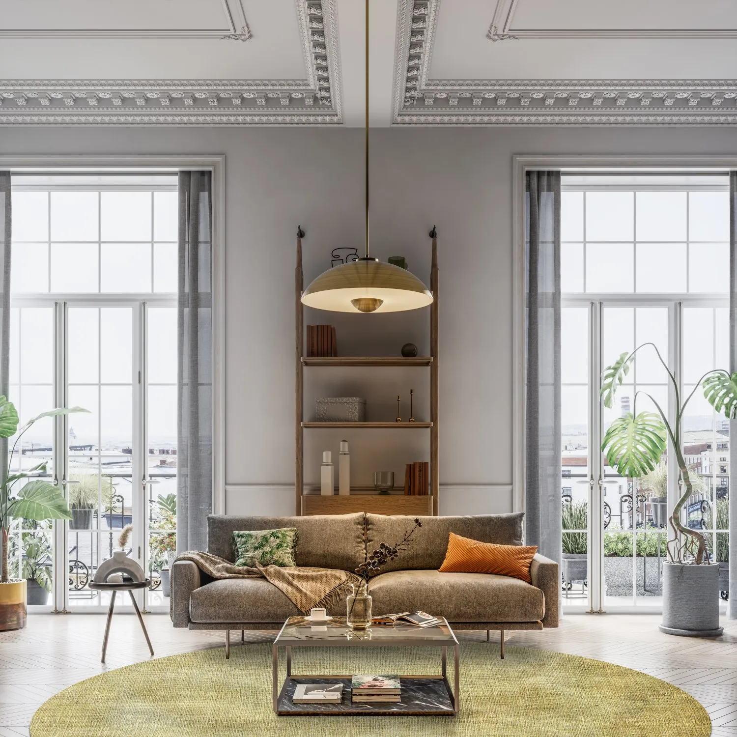 Kruhový koberec - Chodos (zlatý)