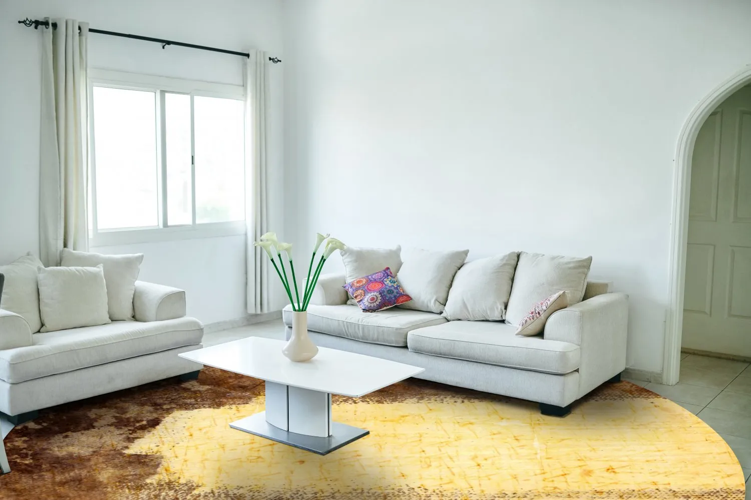 Kruhový koberec - Agost (hnedý/bežový)