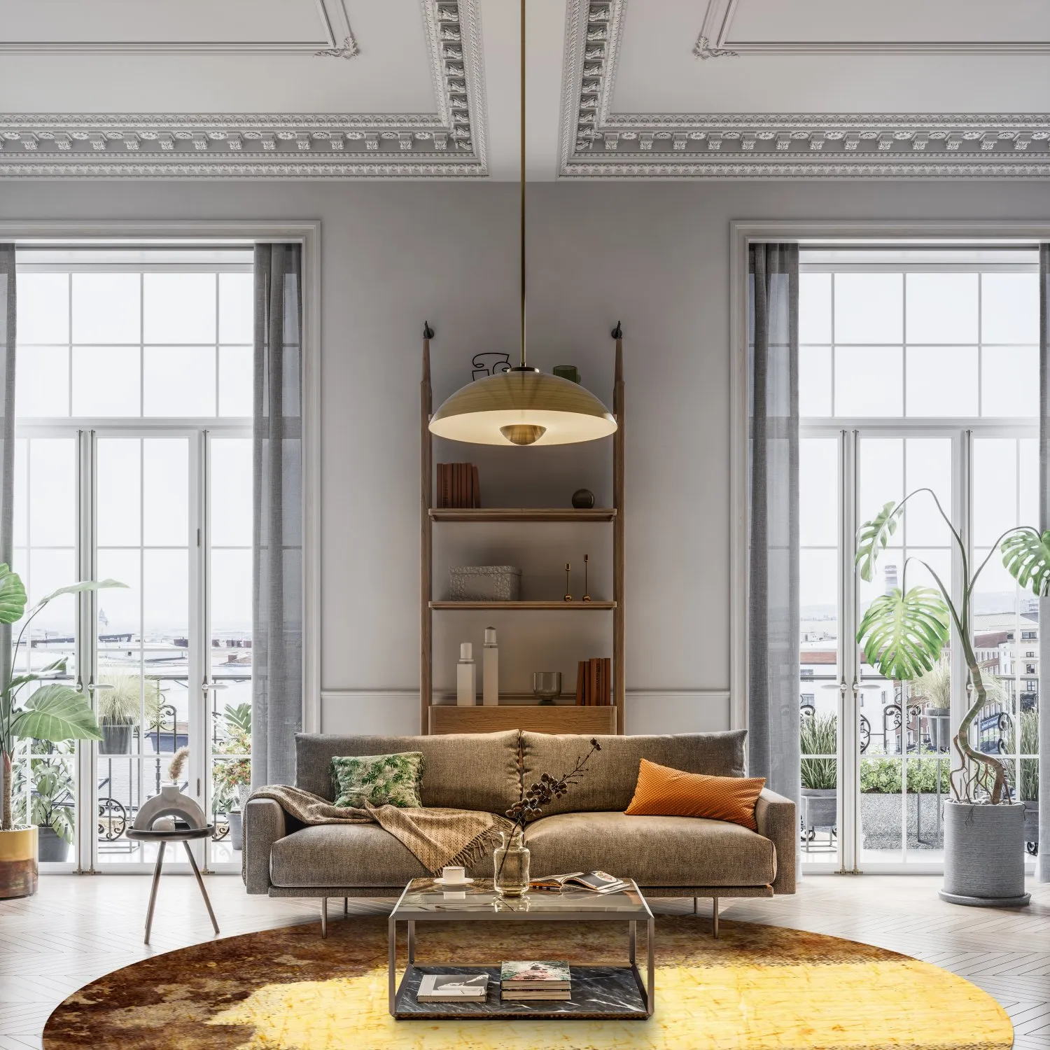 Kruhový koberec - Agost (hnedý/bežový)