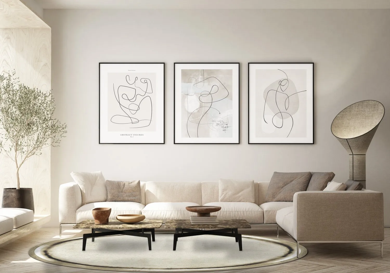 Kruhový koberec - Arriate (béžový/sivý)