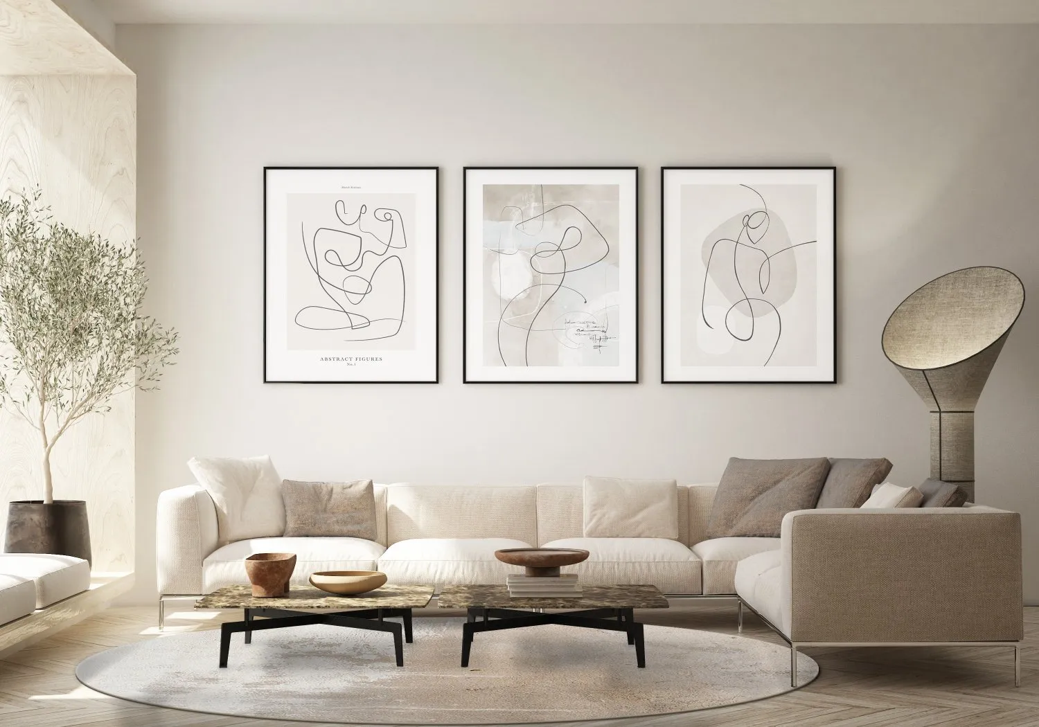 Kruhový koberec - Bornos (sivý/béžový)