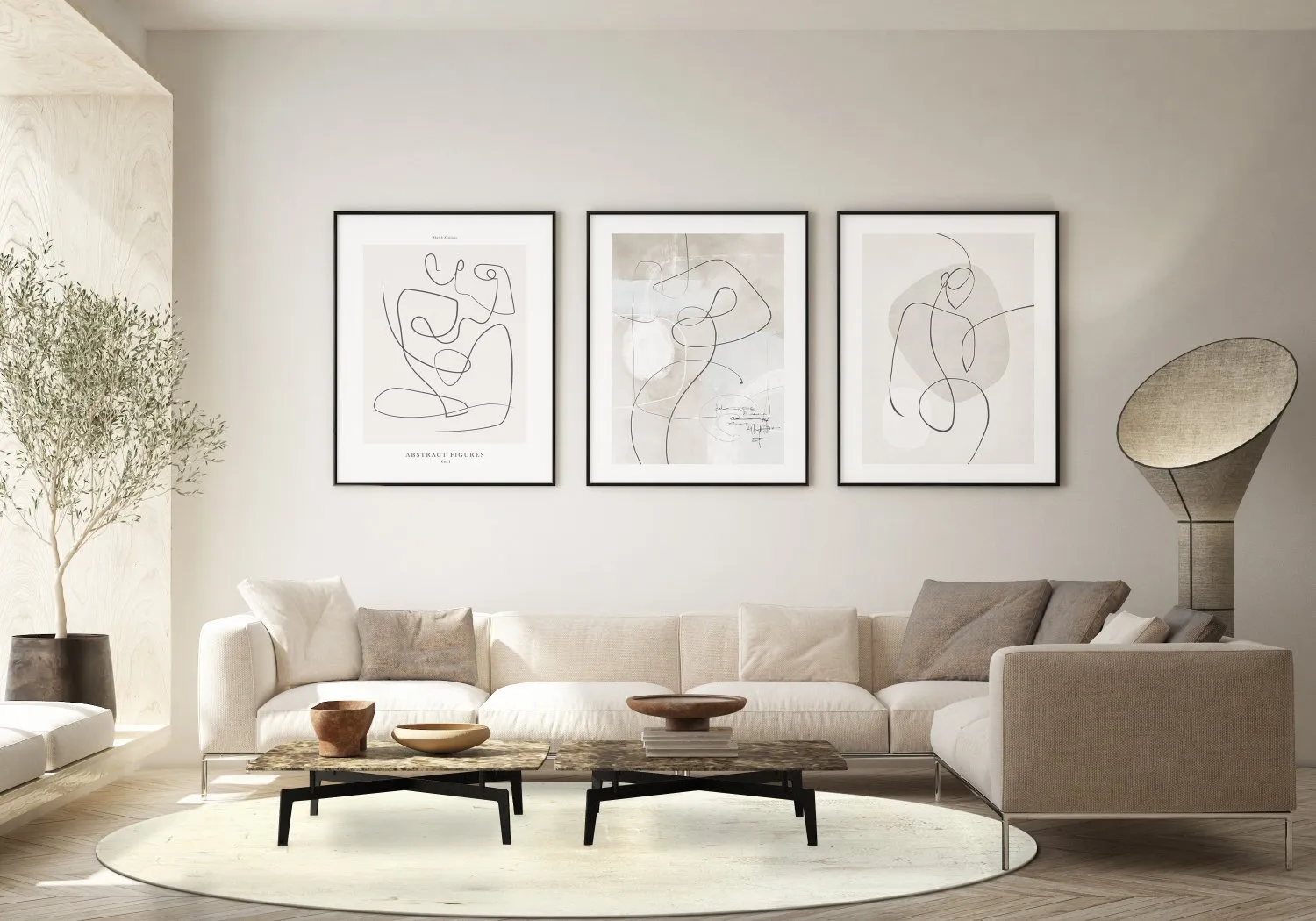 Kruhový koberec - Osuna (šedá/beige)