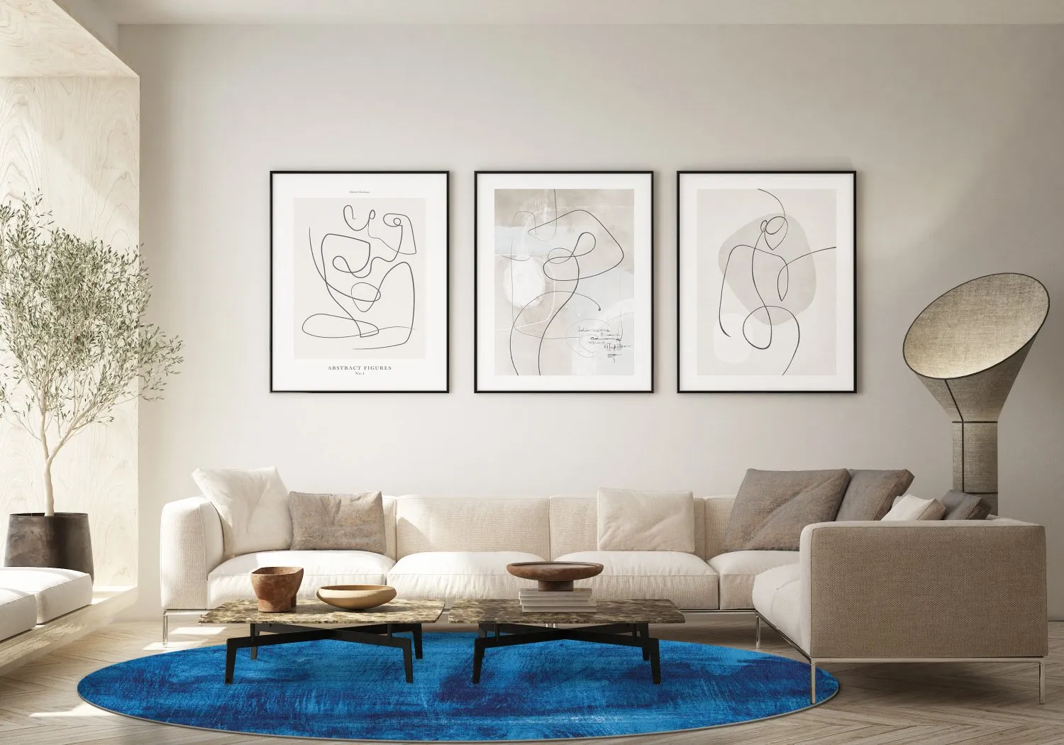 Kruhový koberec - Campile (modrý)