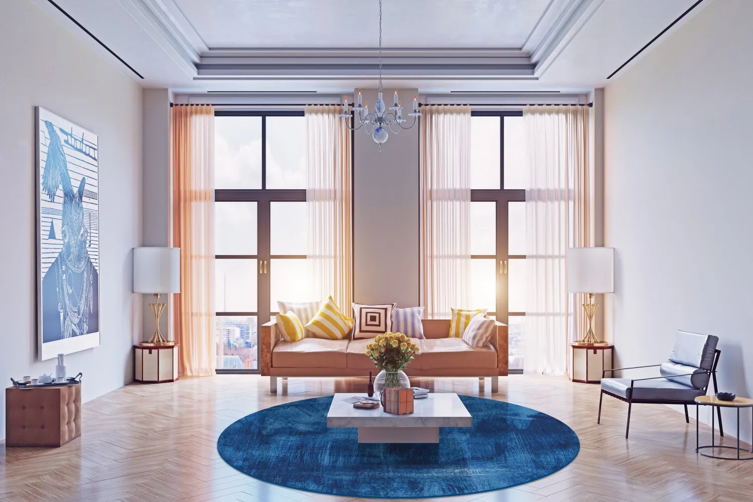 Kruhový koberec - Campile (modrý)