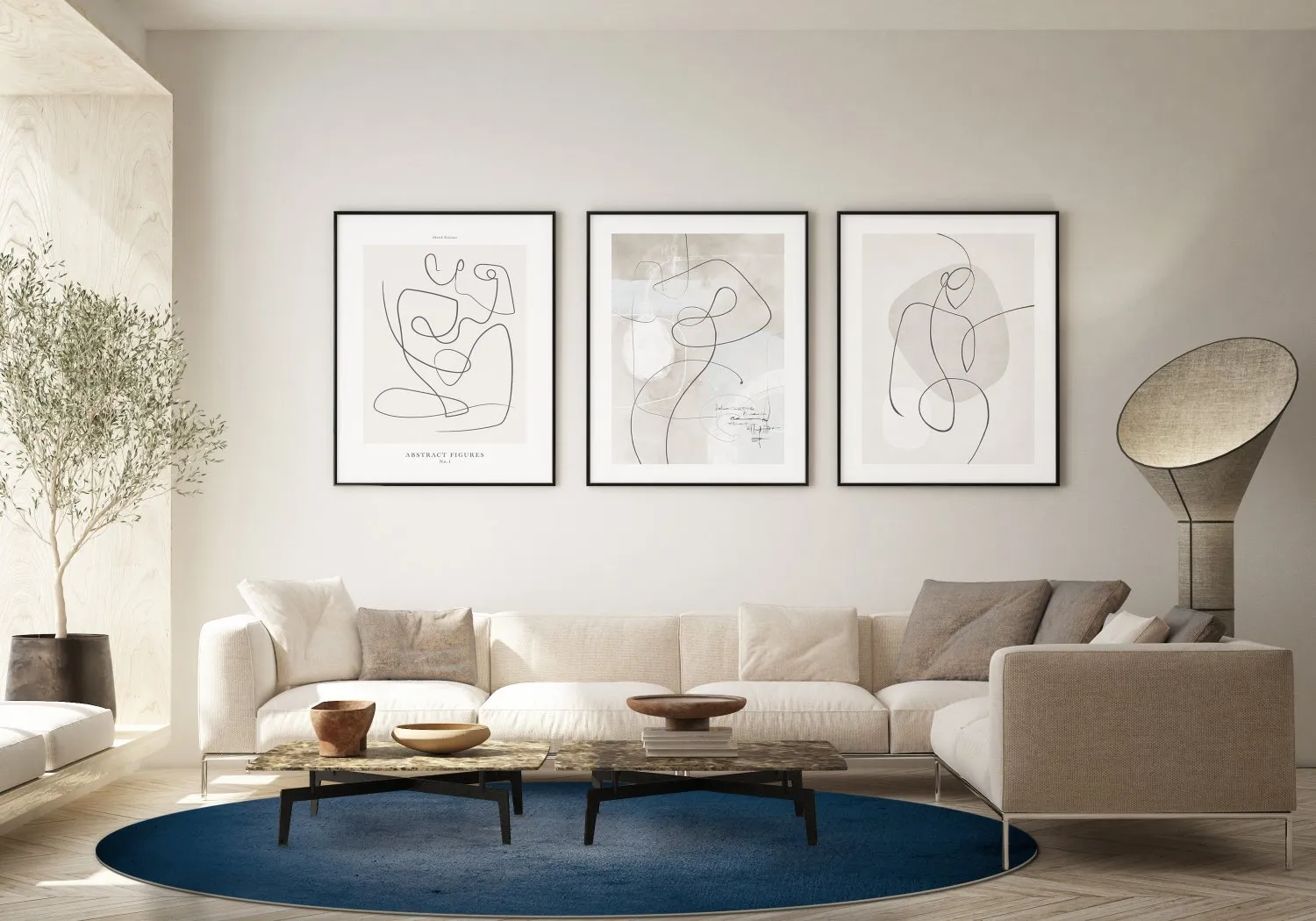 Kruhový koberec - Novelia (modrý)