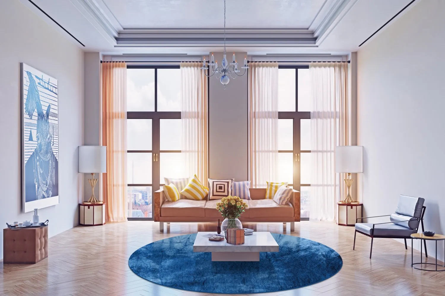 Kruhový koberec - Cargese (modrý)