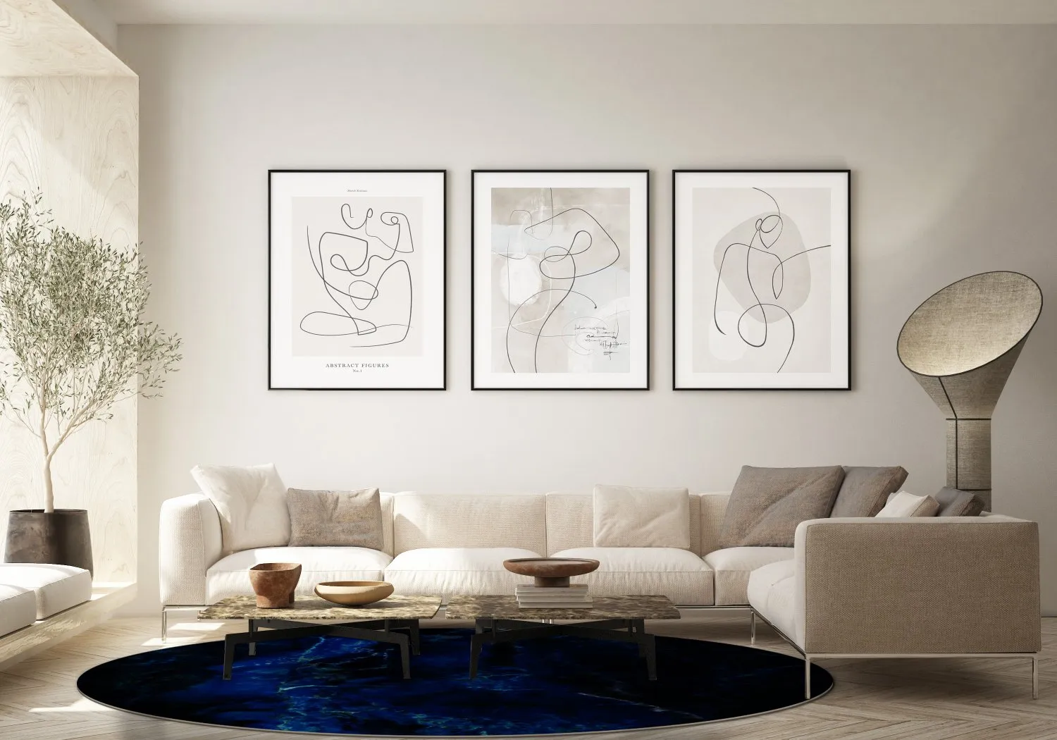 Kruhový koberec - Zuani (tmavomodrý)