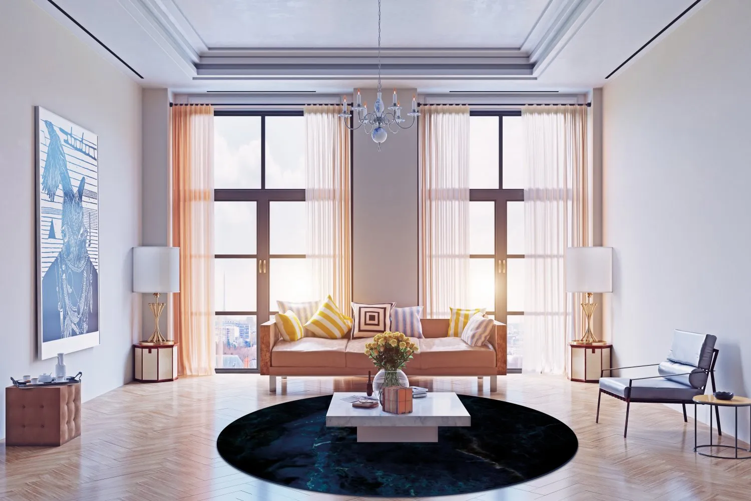 Kruhový koberec - Zuani (tmavomodrý)