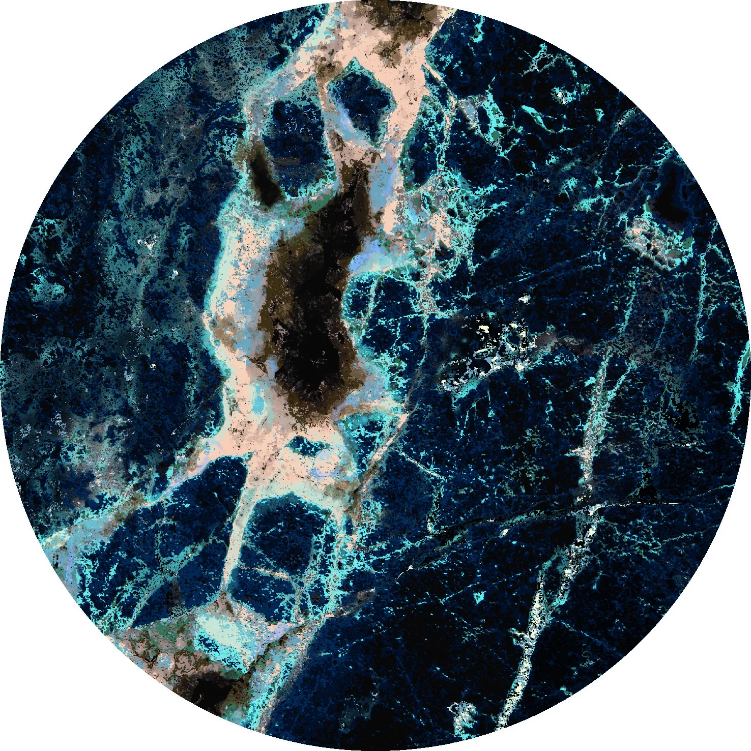 Koberec okrúhly - Narbolia (modrá/multikolórová)