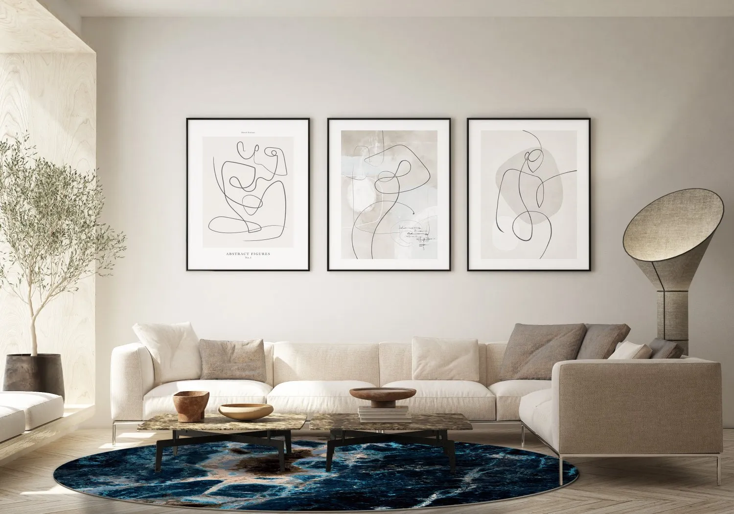 Koberec okrúhly - Narbolia (modrá/multikolórová)