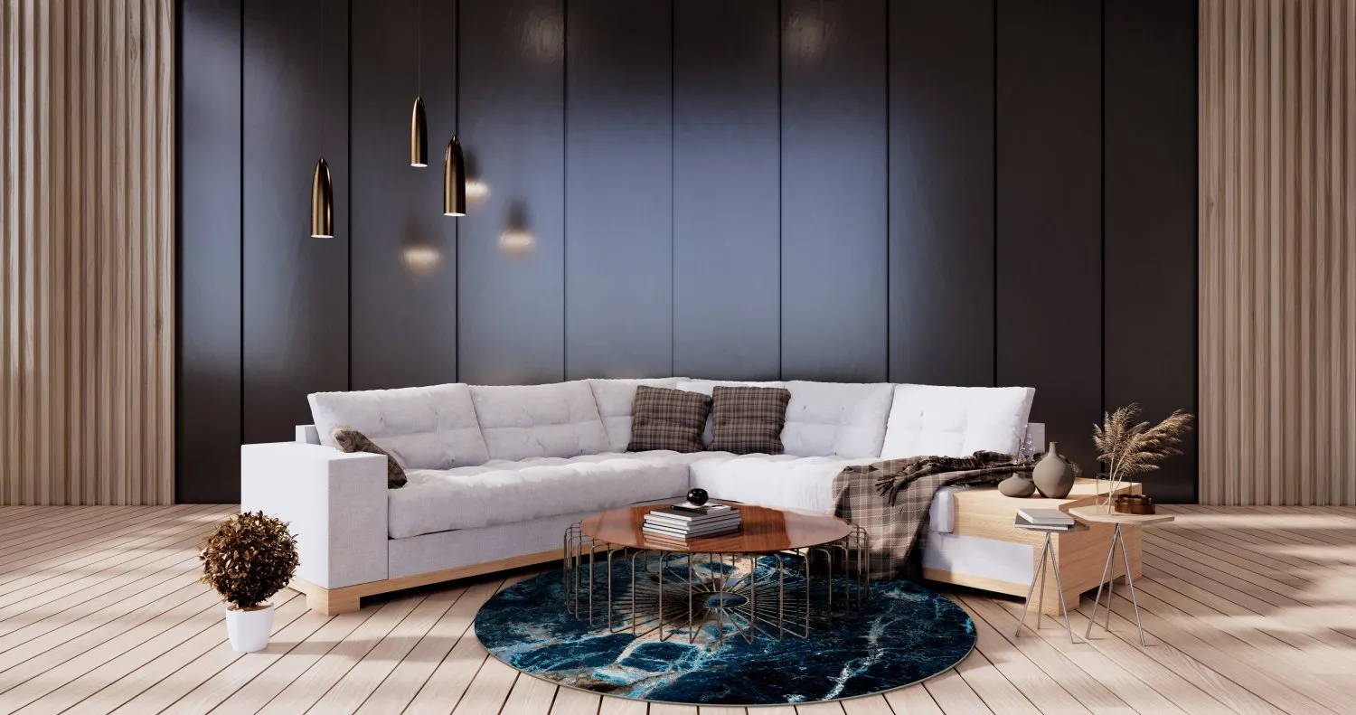 Koberec okrúhly - Narbolia (modrá/multikolórová)