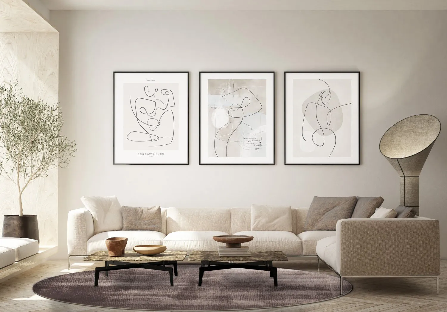 Koberec okrúhly - Olmedo (šedá/béžová)