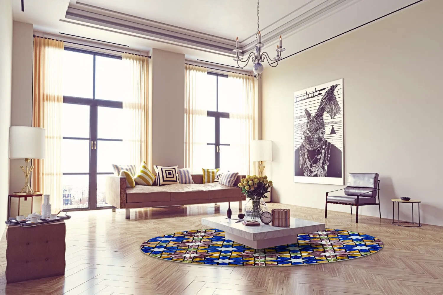 Kruhový koberec - Rei (viacfarebný)