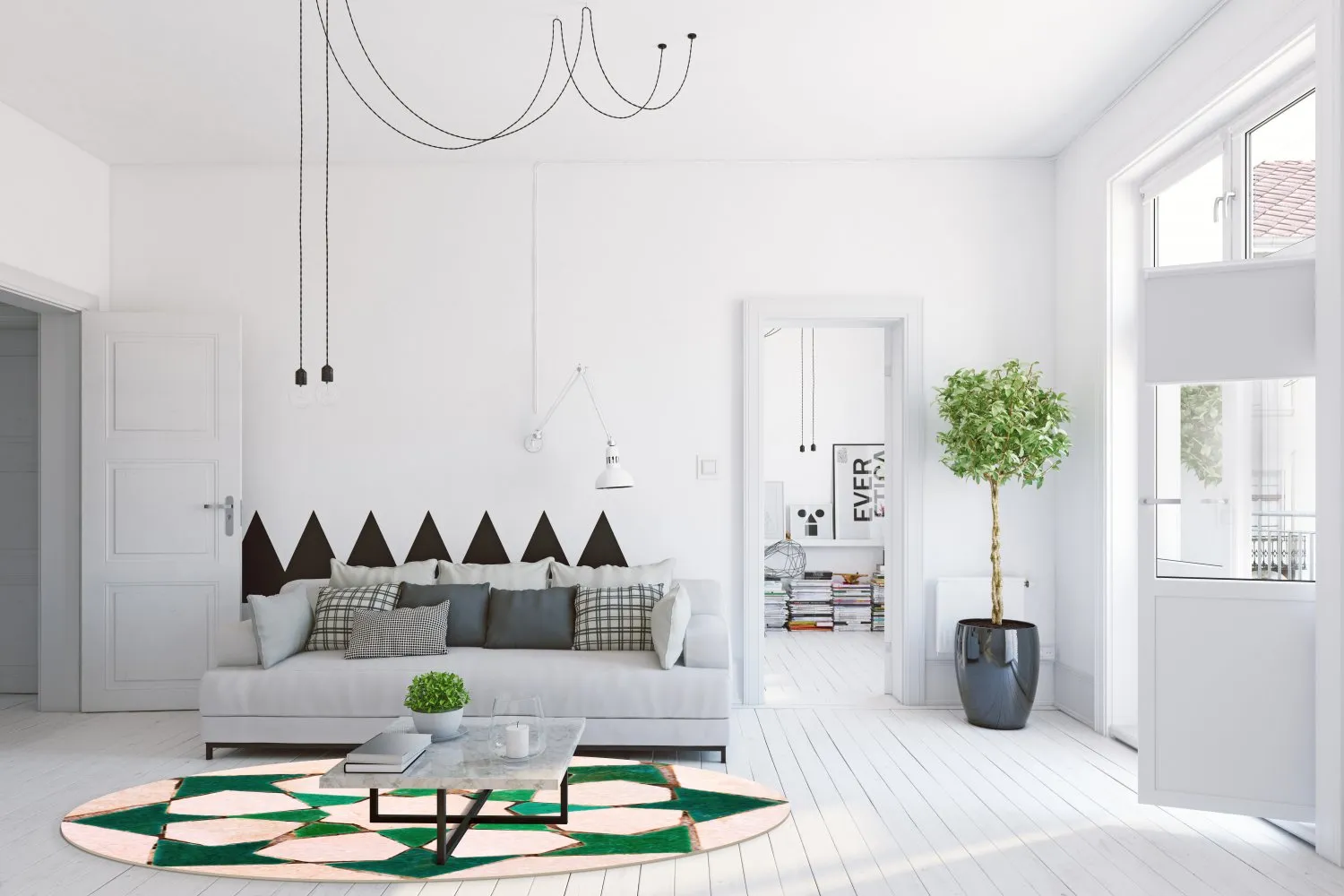 Kruhový koberec - Chia (zelená/bežová)