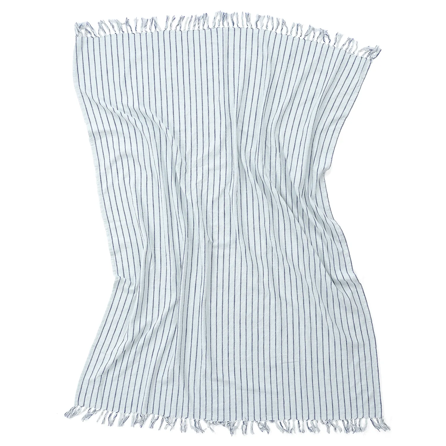 Filtar - Rumi stripe cotton throw (ljusblå/navy/cream)