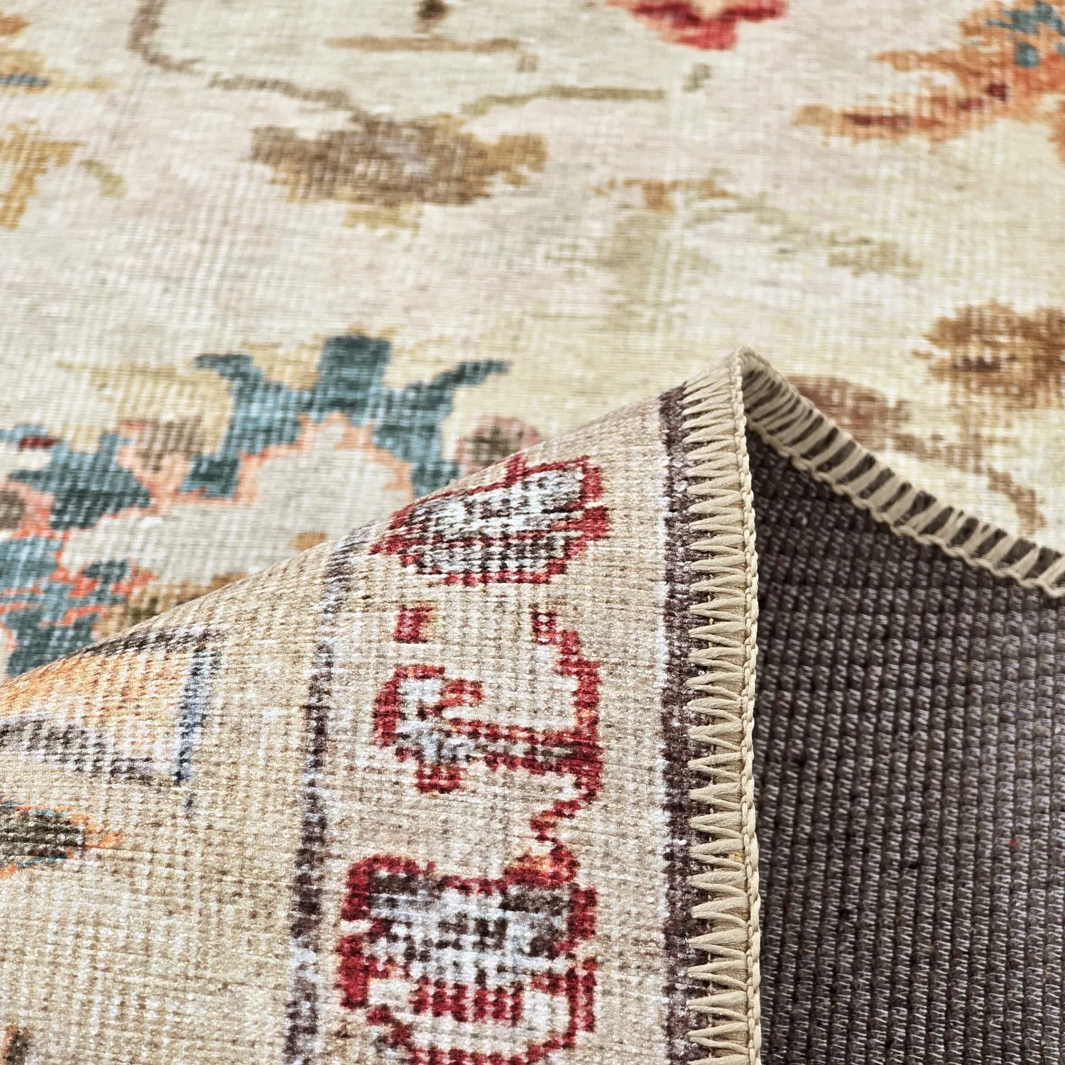 Plátený koberec - Adira (šedá/rúžová)