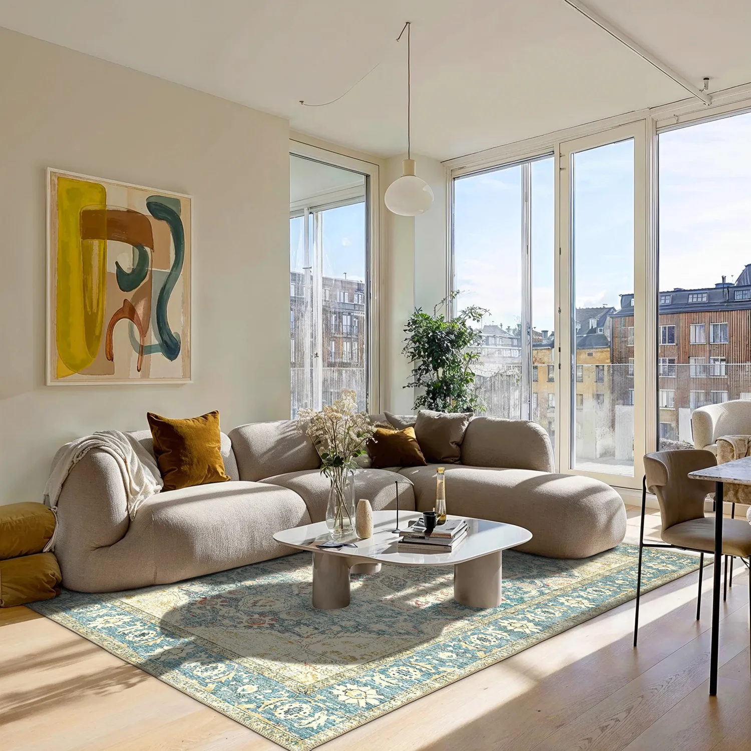 Koberec s plochým tkaním - Alvand (modrý)