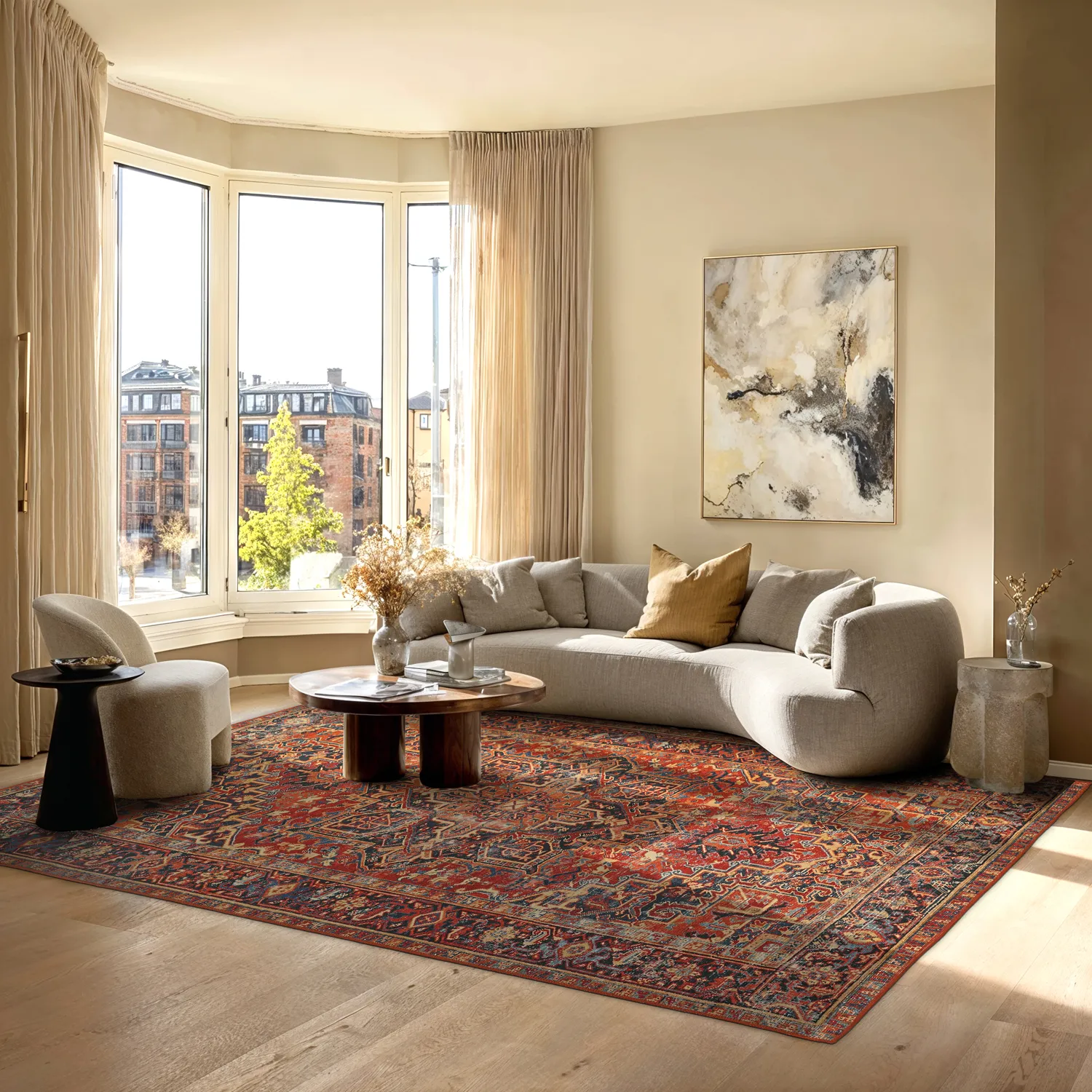 Plátený koberec - Anzali (červený)