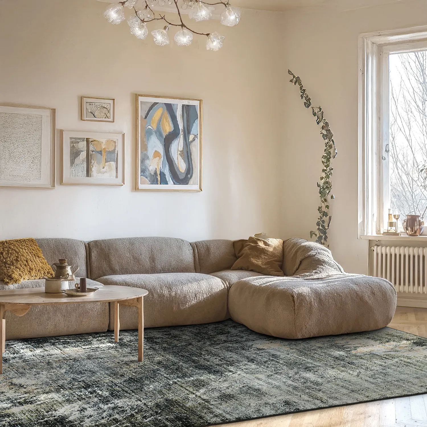 Koberec z plochého tkania - Bechar (čierny/multi)