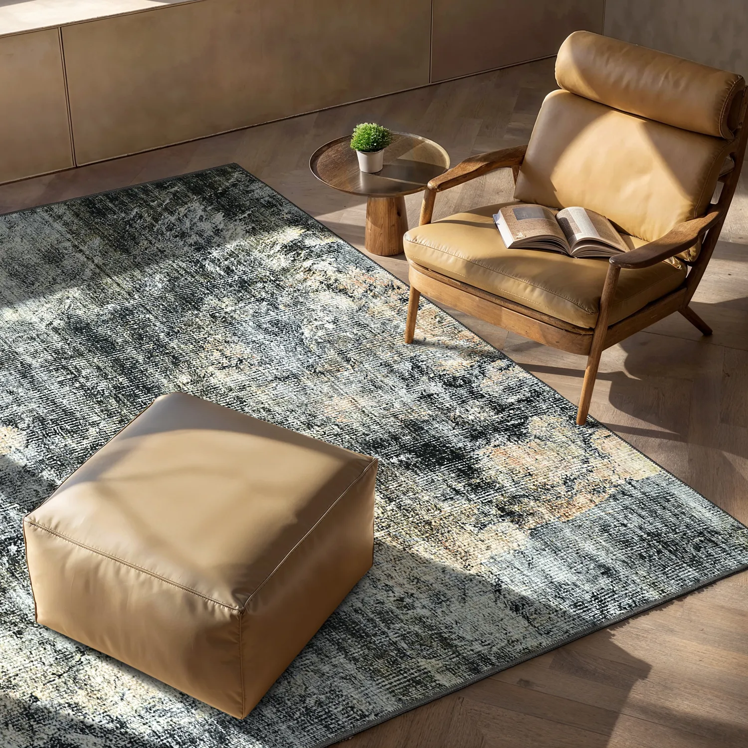 Koberec z plochého tkania - Bechar (čierny/multi)