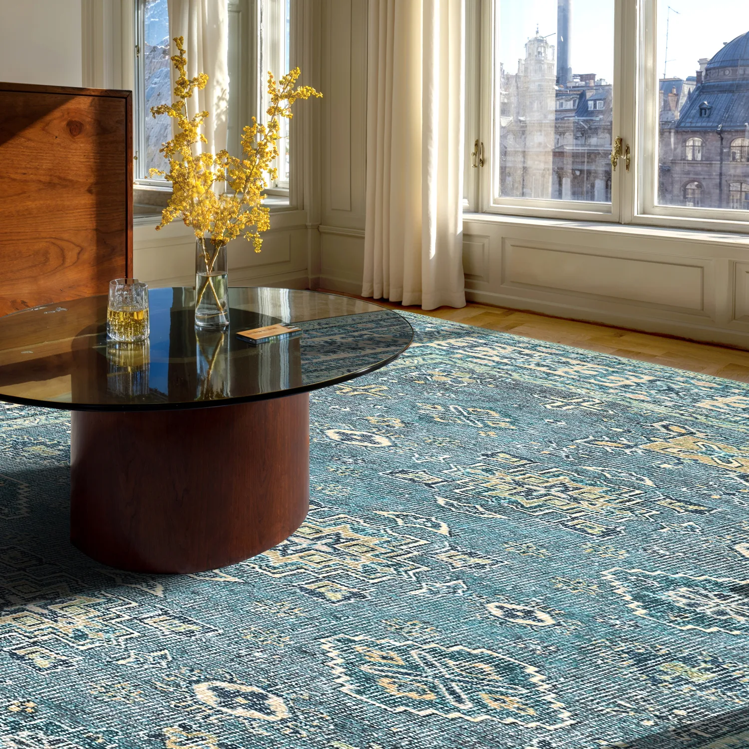 Plátený koberec - Benaluna (modrá/zelená)