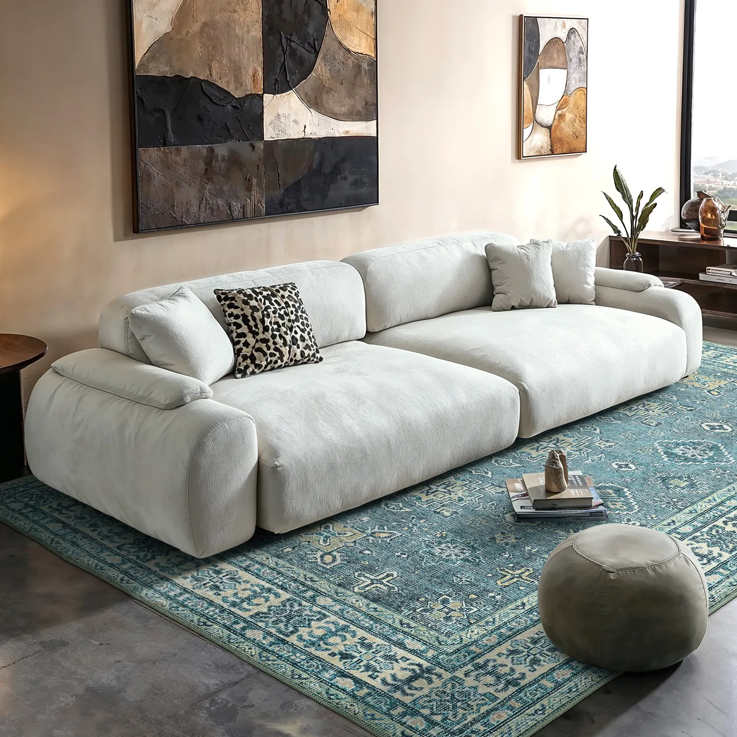 Plátený koberec - Benaluna (modrá/zelená)