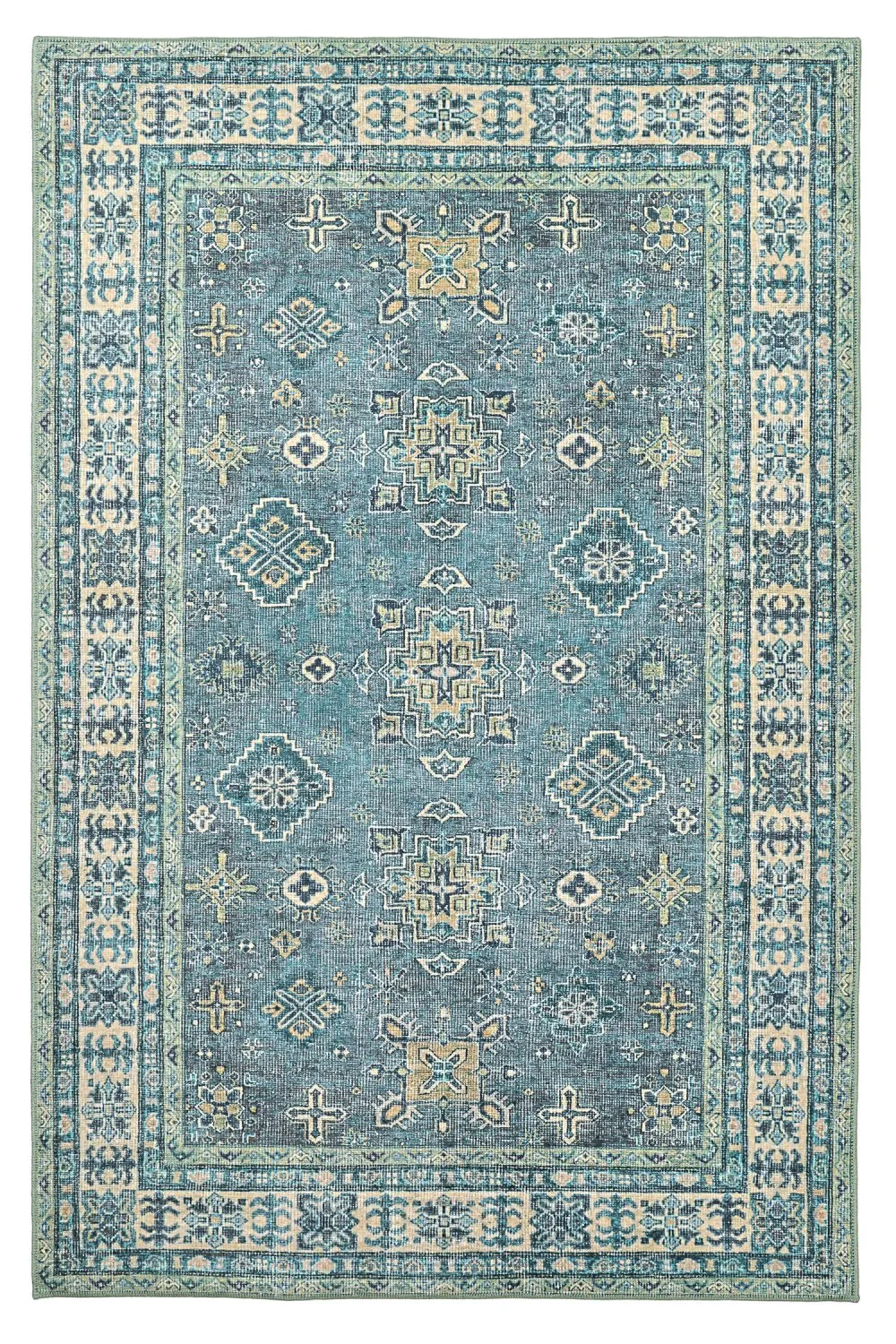 Plátený koberec - Benaluna (modrá/zelená)