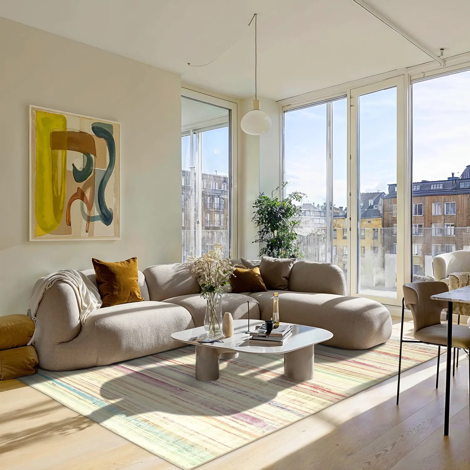 Koberec s plochým tkaním - Delara (béžová/multi)