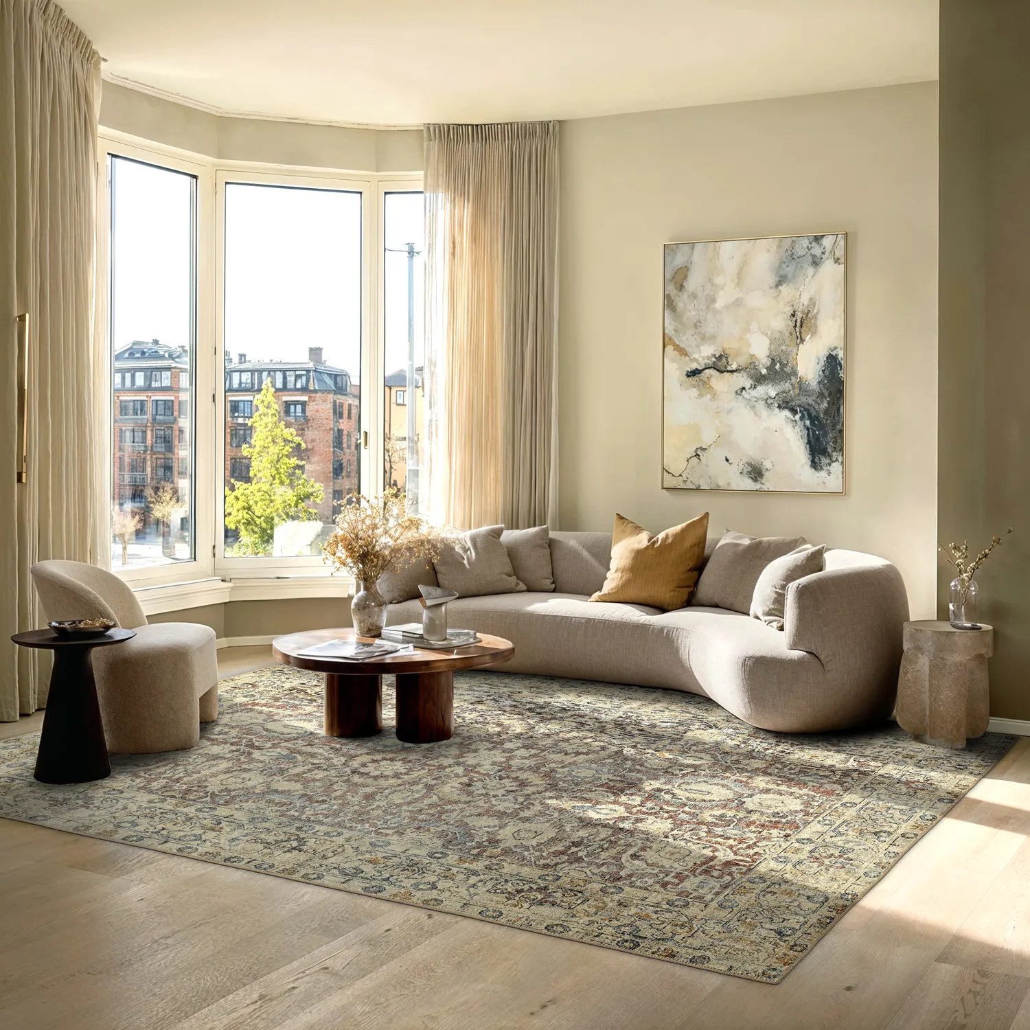 Koberec s plochým tkaním - Delvar (béžový)