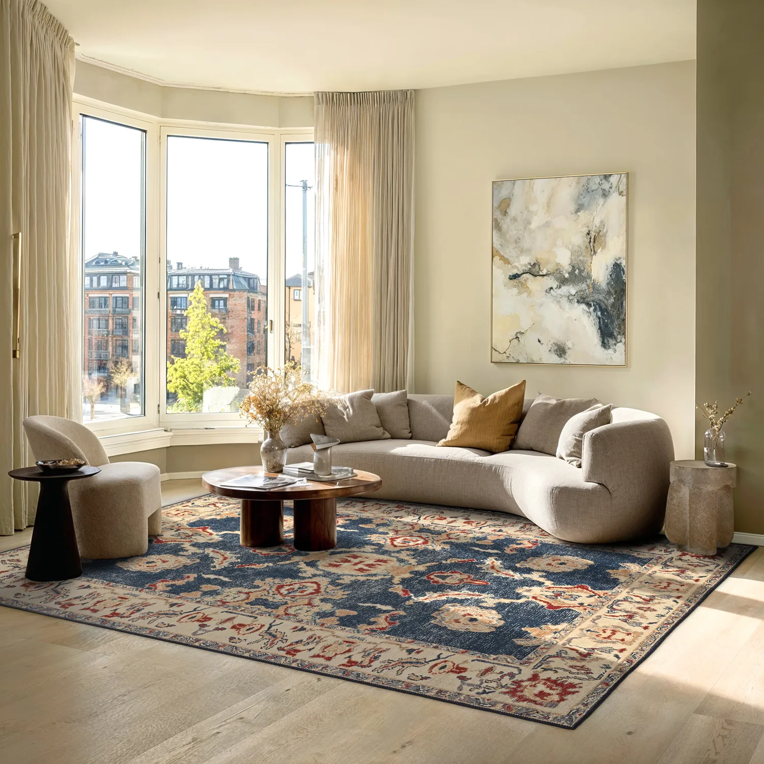 Koberec s plochým tkaním - Fadarin (modrý)