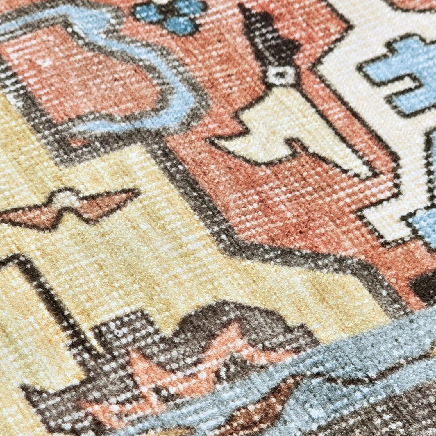 Koberec s plochým tkaním - Kordava (šedý/červený)