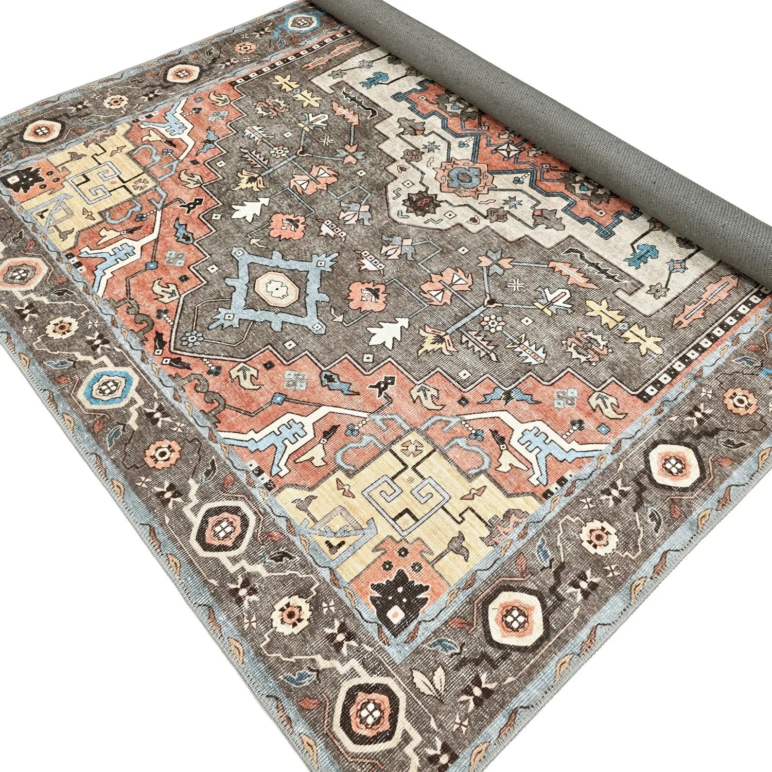 Koberec s plochým tkaním - Kordava (šedý/červený)