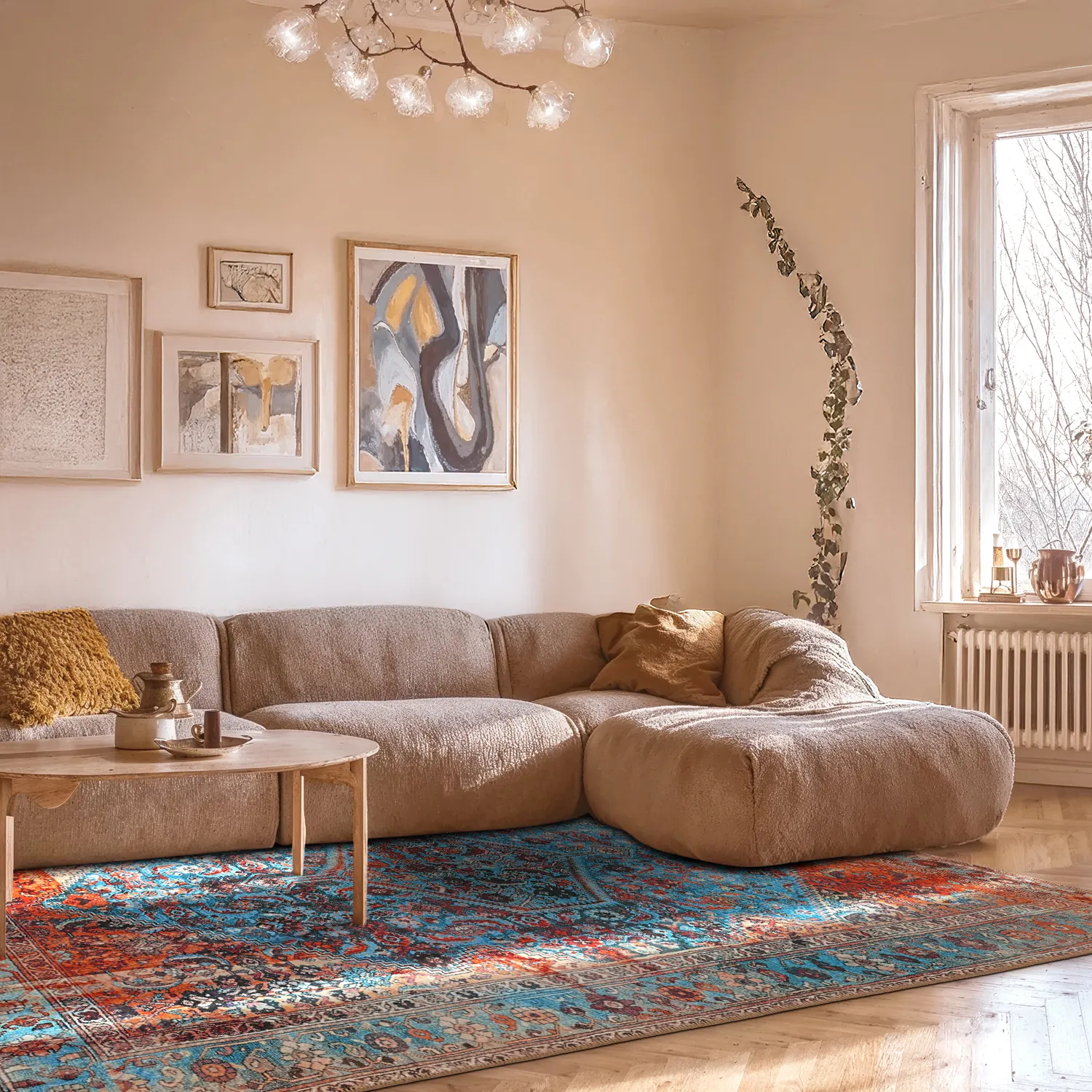 Plátený koberec - Mardin (červený/modrý)